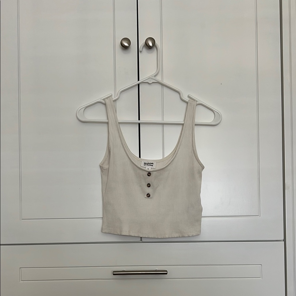 White Ribbed Crop Top